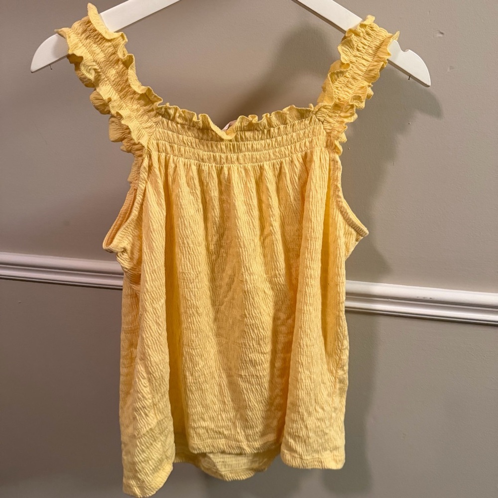 Lauren Conrad Yellow Smocked Ruffle Tank Top – Size Small